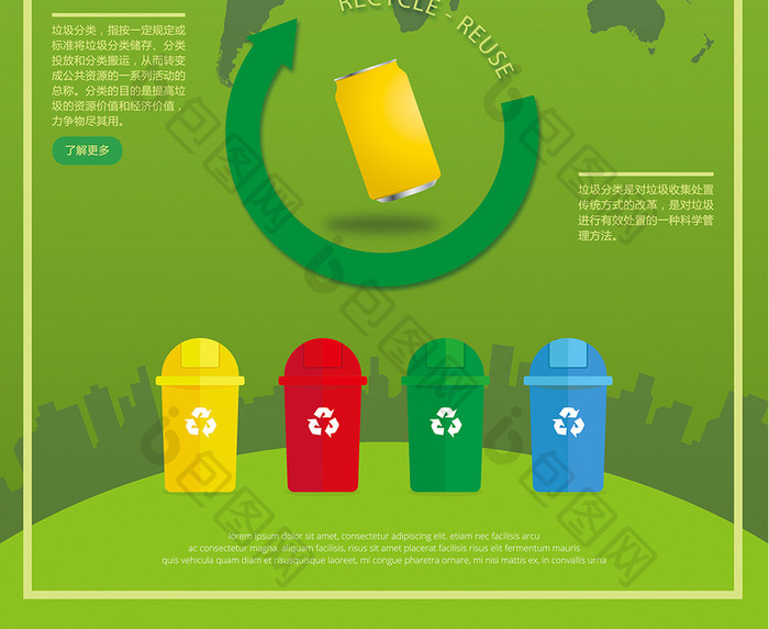扁平化垃圾分类绿色环保海报