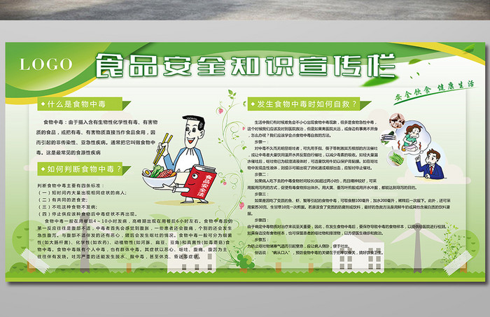 绿色系食品安全知识宣传栏展板设计