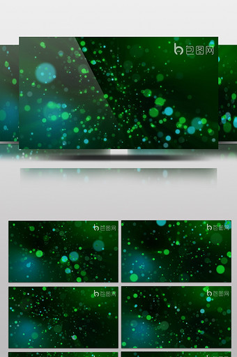 绿色炫彩粒子光斑动画循环背景高清视频素材图片