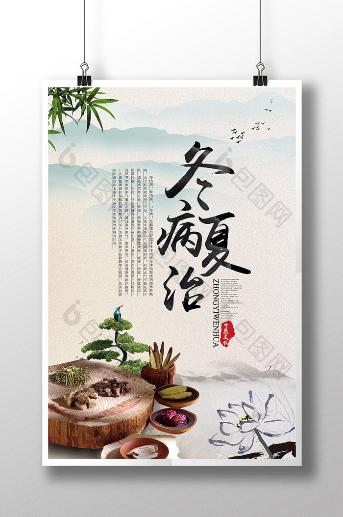冬病夏治中医养生医疗展板图片