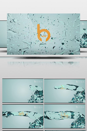 雨滴清新水流体标志动画AE模板图片