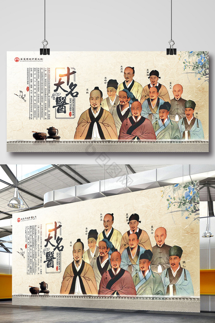 中国十大名医中医文化展板模板图片