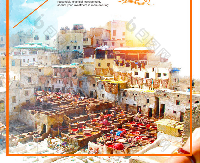 大气炫彩摩洛哥旅游海报