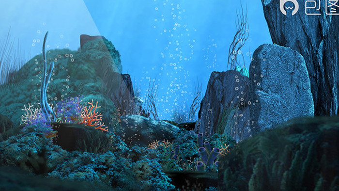 梦幻海底鱼群珊瑚海洋波浪素材