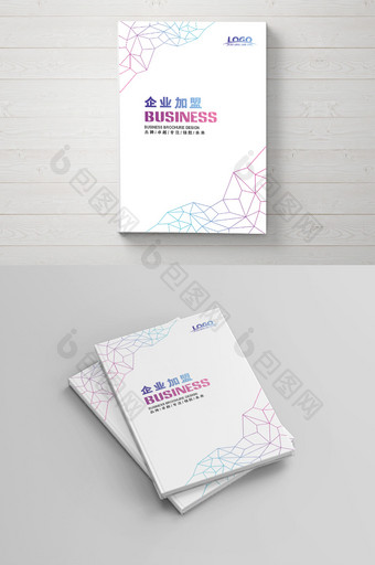 极简线条炫彩企业加盟画册封面设计图片