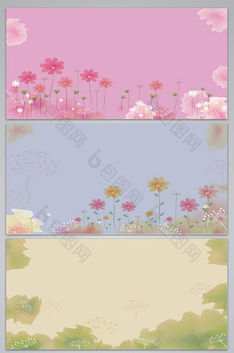 清新手绘夏日花朵海报背景图图片