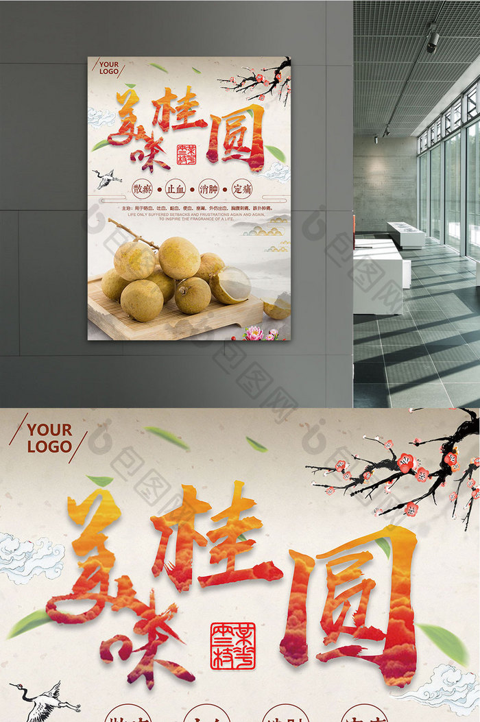 美食宣传桂圆龙眼中国风海报