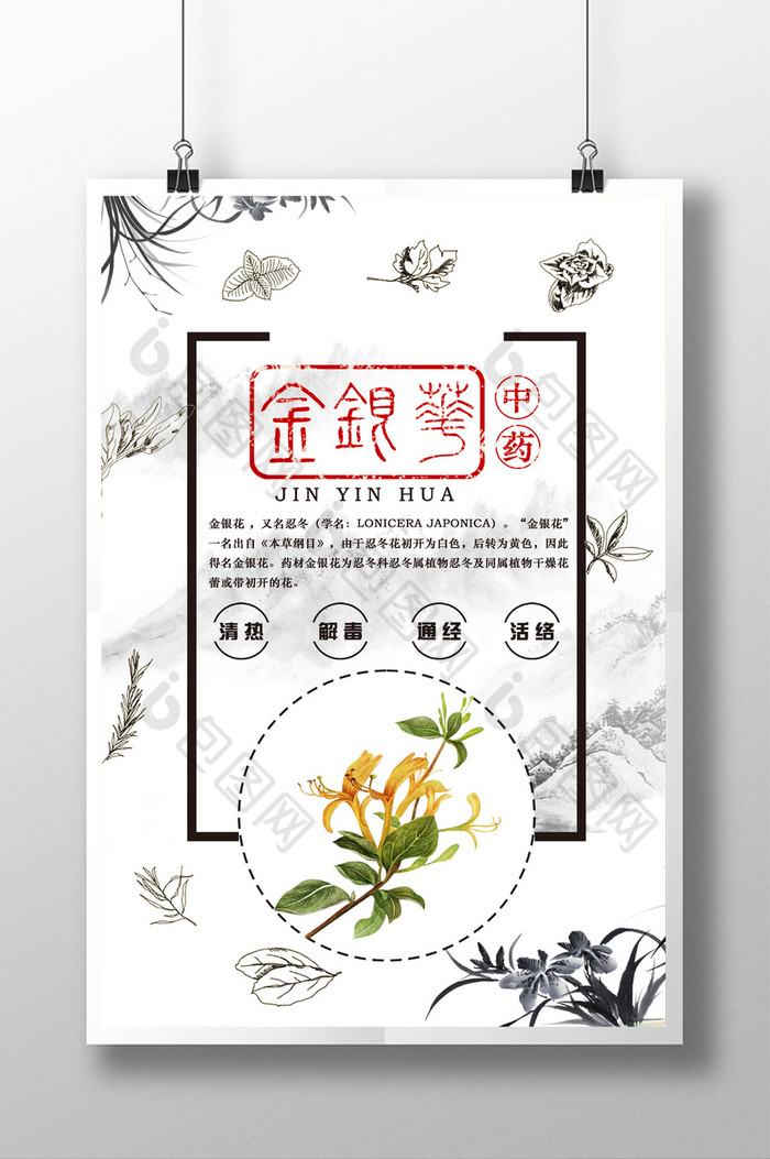 简约中国风传统中药材海报