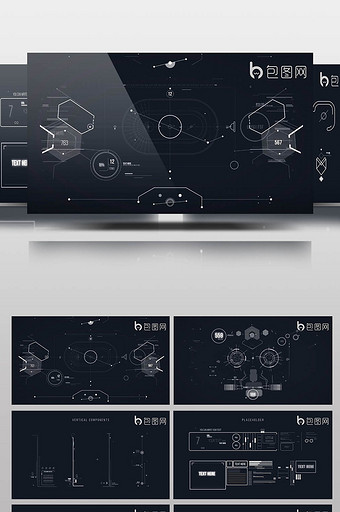 高科技触摸屏幕UI动画钢铁侠HUD元素工图片