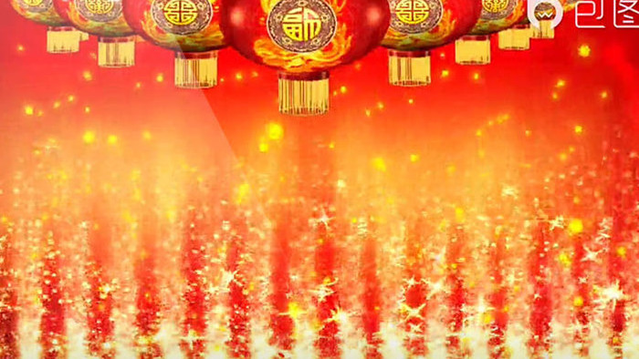 高清喜庆新年元旦灯笼瀑布背景视频