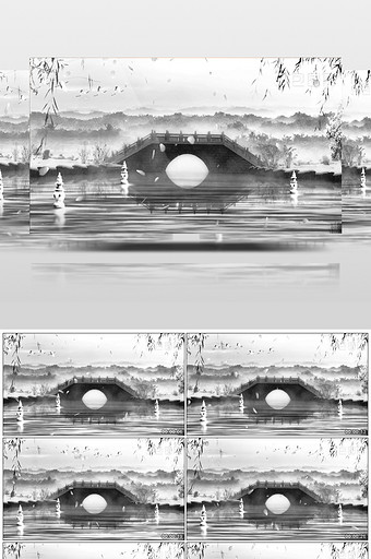 中国风水墨小桥流水视频素材图片