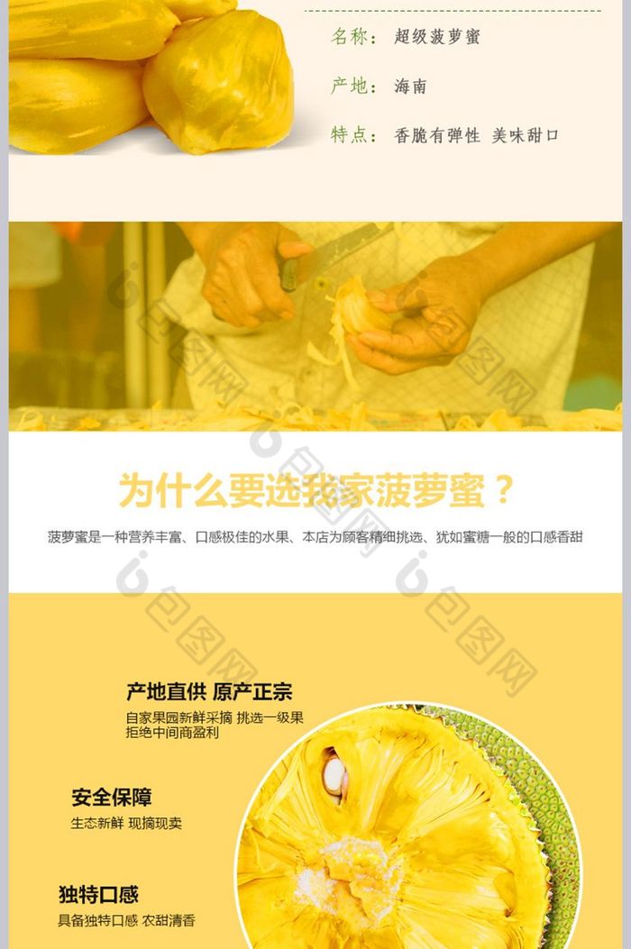 热带水果菠萝蜜详情模板效果图-包图网