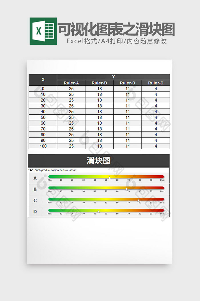 彩色可视化图表之滑块图Excel模板