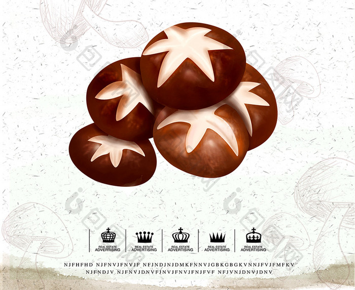 清新简约菌子香菇美食海报设计