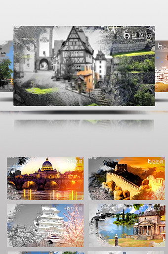 颜色水墨过渡转场展示用于旅游照片婚礼相册图片