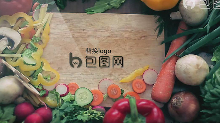 实拍厨房蔬菜素材合成片头动画AE宣传模板