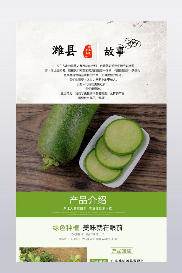 新鲜水果蔬菜潍坊青萝卜详情页psd图片