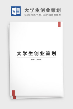 大学生创业项目策划书模板 word文档