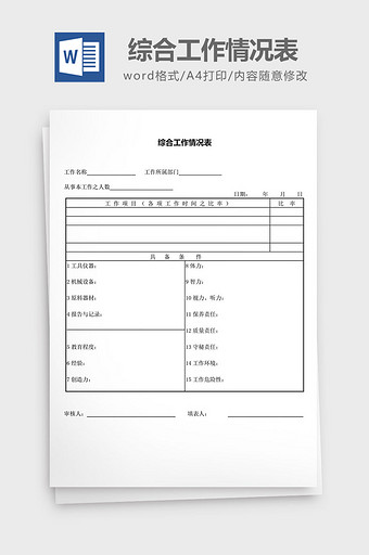 人力资源管理综合工作情况表word文档图片