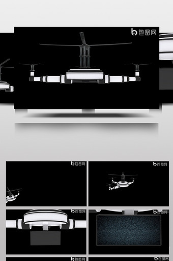 带通道3D无人机飞行器显示器展示视频素材图片