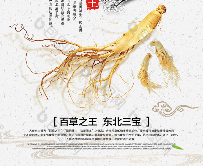 传统中国风中药人参西洋参促销宣传海报