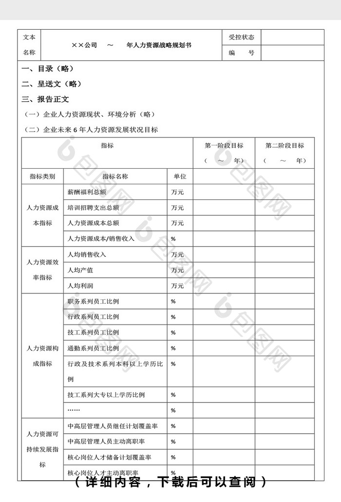 人力资源战略规划书