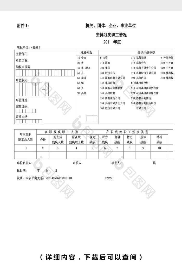 残疾人就业保障金表格