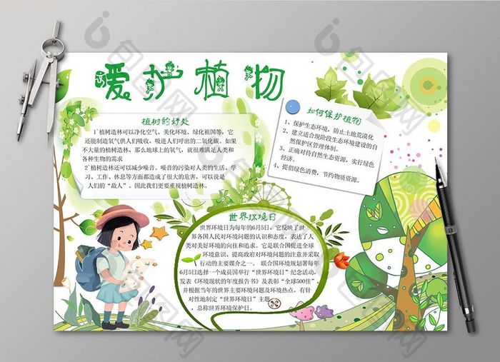 绿色爱护植物电子小报