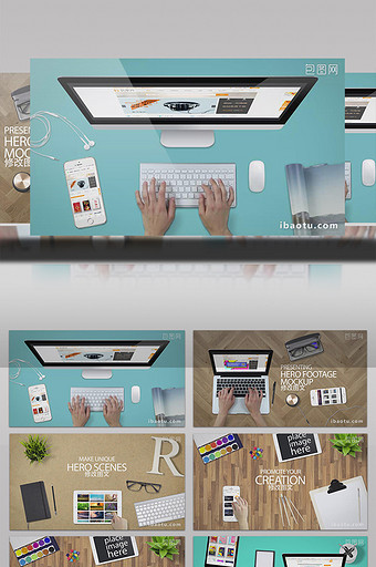 创建有趣办公桌面场景的素材工具包AE模板图片