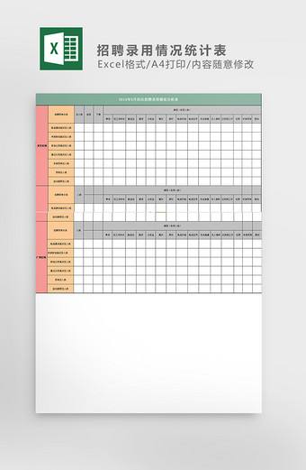 招聘录用情况统计表excel模板图片