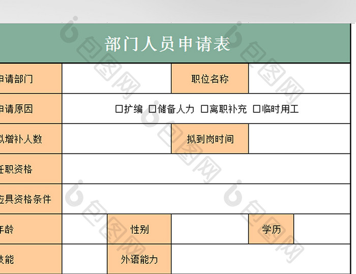 招聘之人员增补申请表excel模板