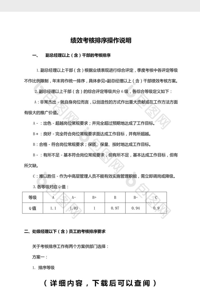 绩效考核排序操作说明word模板