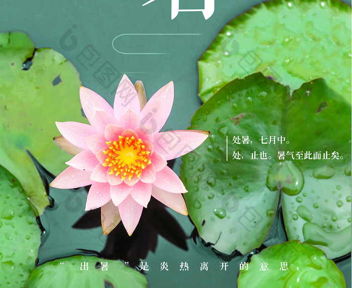 中国风处暑二十四节气节日创意设计海报