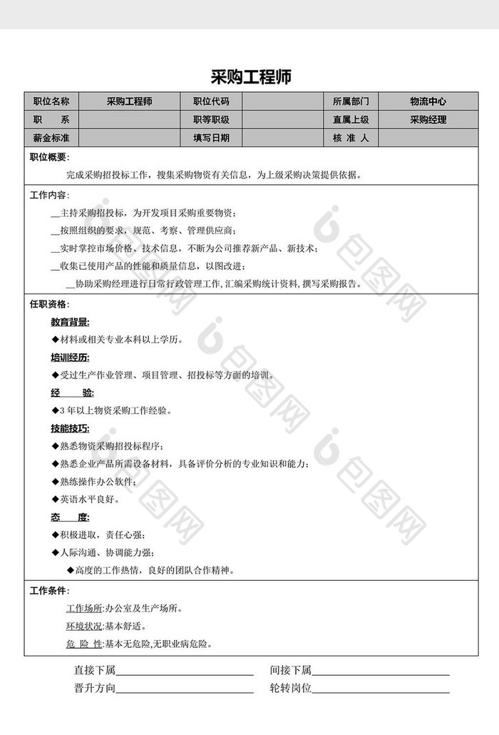 采购工程师word文档