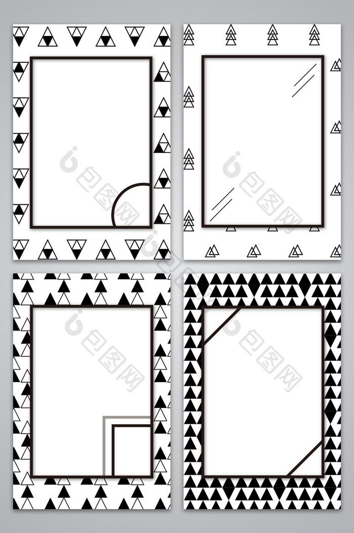 黑白简约三角几何海报背景图