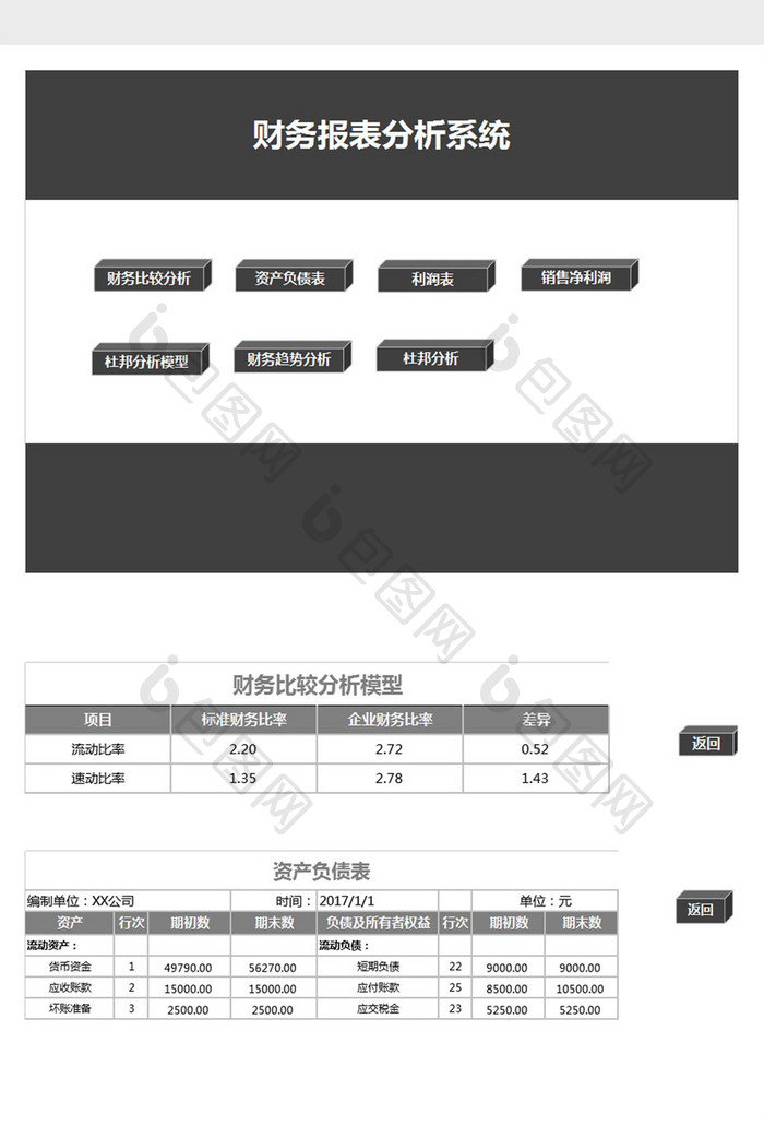 财务报表管理系统excel表格模板