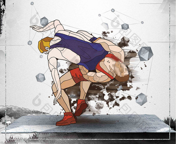 简约大气摔跤比赛运动海报设计