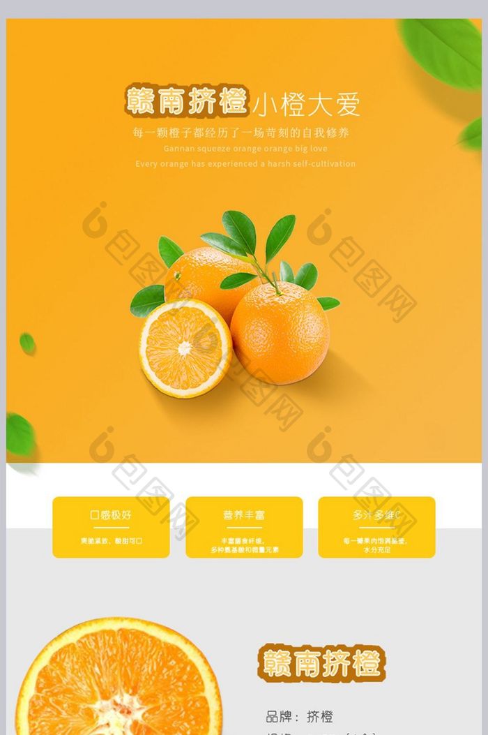 淘宝天猫橙子水果美容食品PSD详情模板