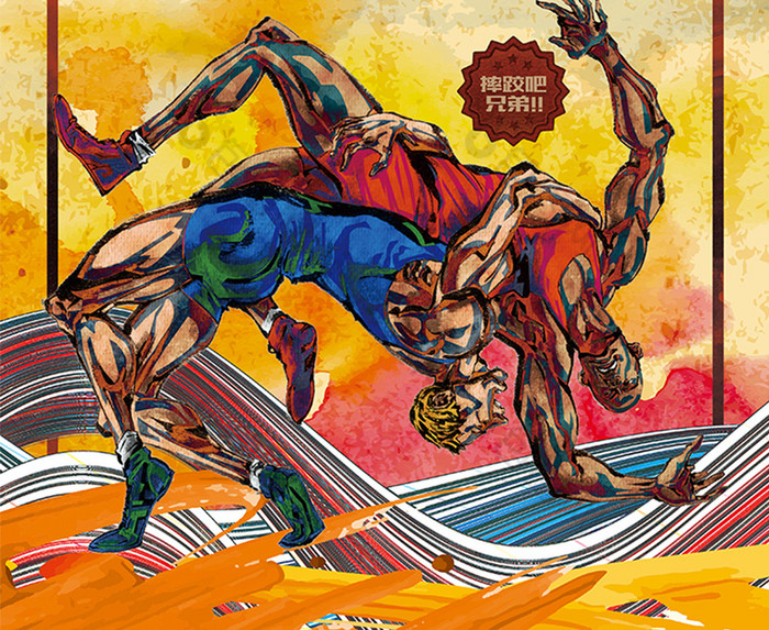 复古摔跤比赛运动图片