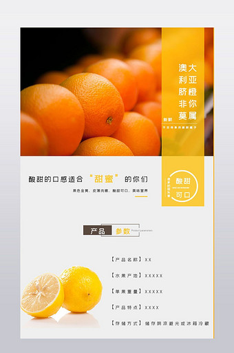 酸甜可口橙子详情页模板图片