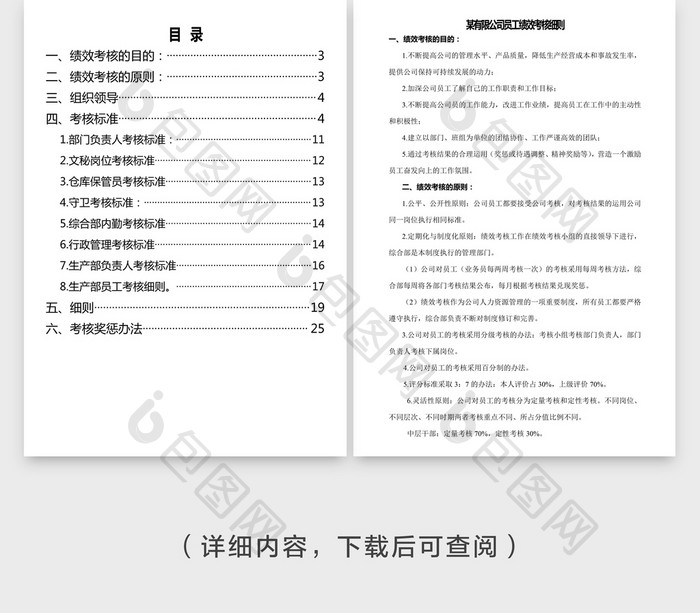 人事管理公司员工绩效考核细则word文档