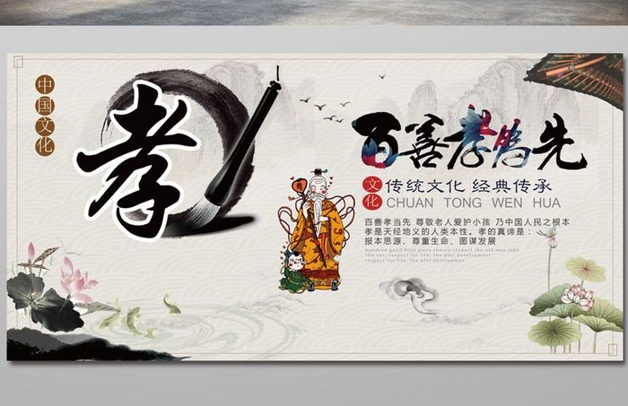 中国风百善孝为先文化海报
