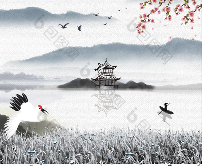 传统文化秋季二十四节气白露水墨中国风海报