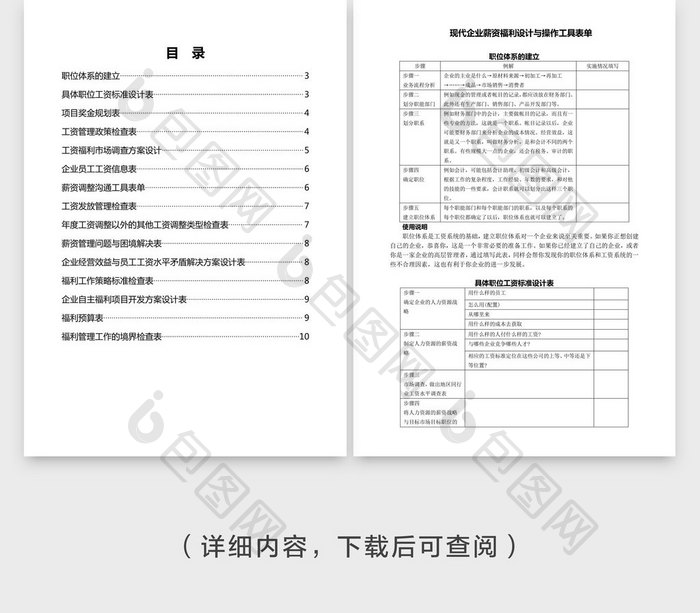 薪资福利设计与操作工具表单word模板