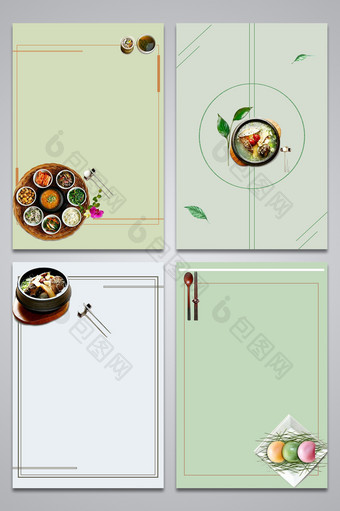 清新韩国美食系列设计背景图图片