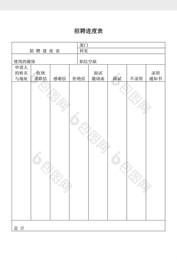 人事管理招聘进程表word文档