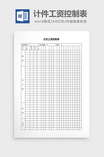 人事管理计件工资控制表word文档图片