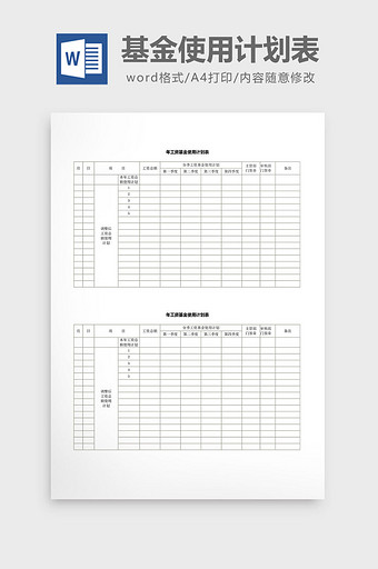 人事管理年工资基金使用计划表word文档图片