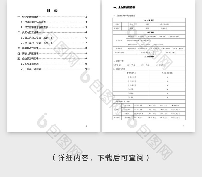 人事管理企业薪酬调查表word模板