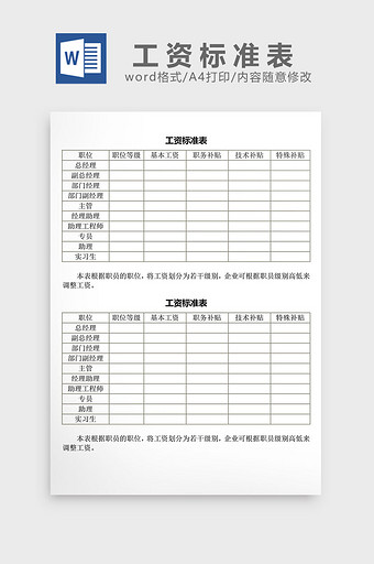 人事管理工资标准表word文档图片